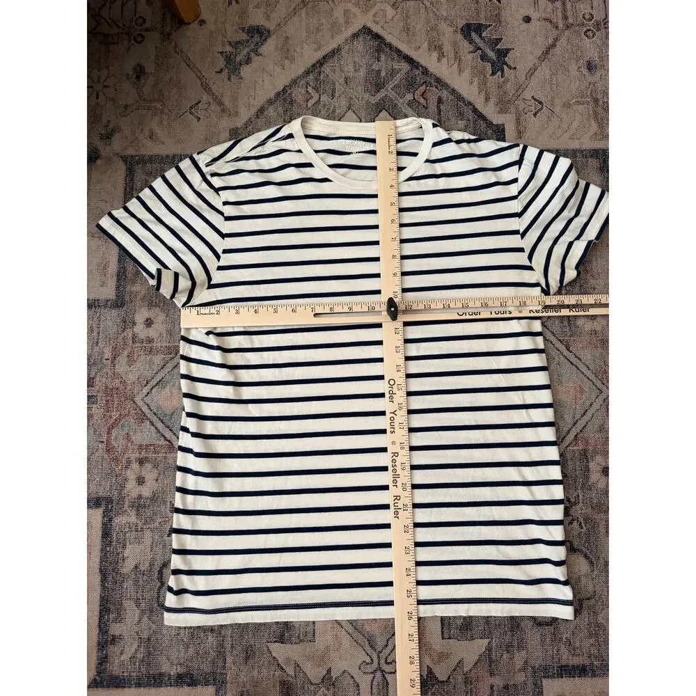 J.Crew Mercantile Broken-In Striped T-Shirt Mens M Slim Navy White 100% Cotton